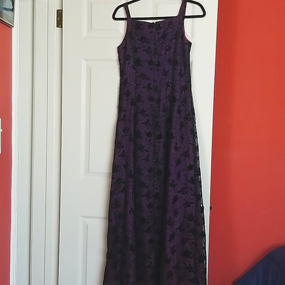 Dress 8P by Jaslene. Black over purple lining - Picture 4 of 8